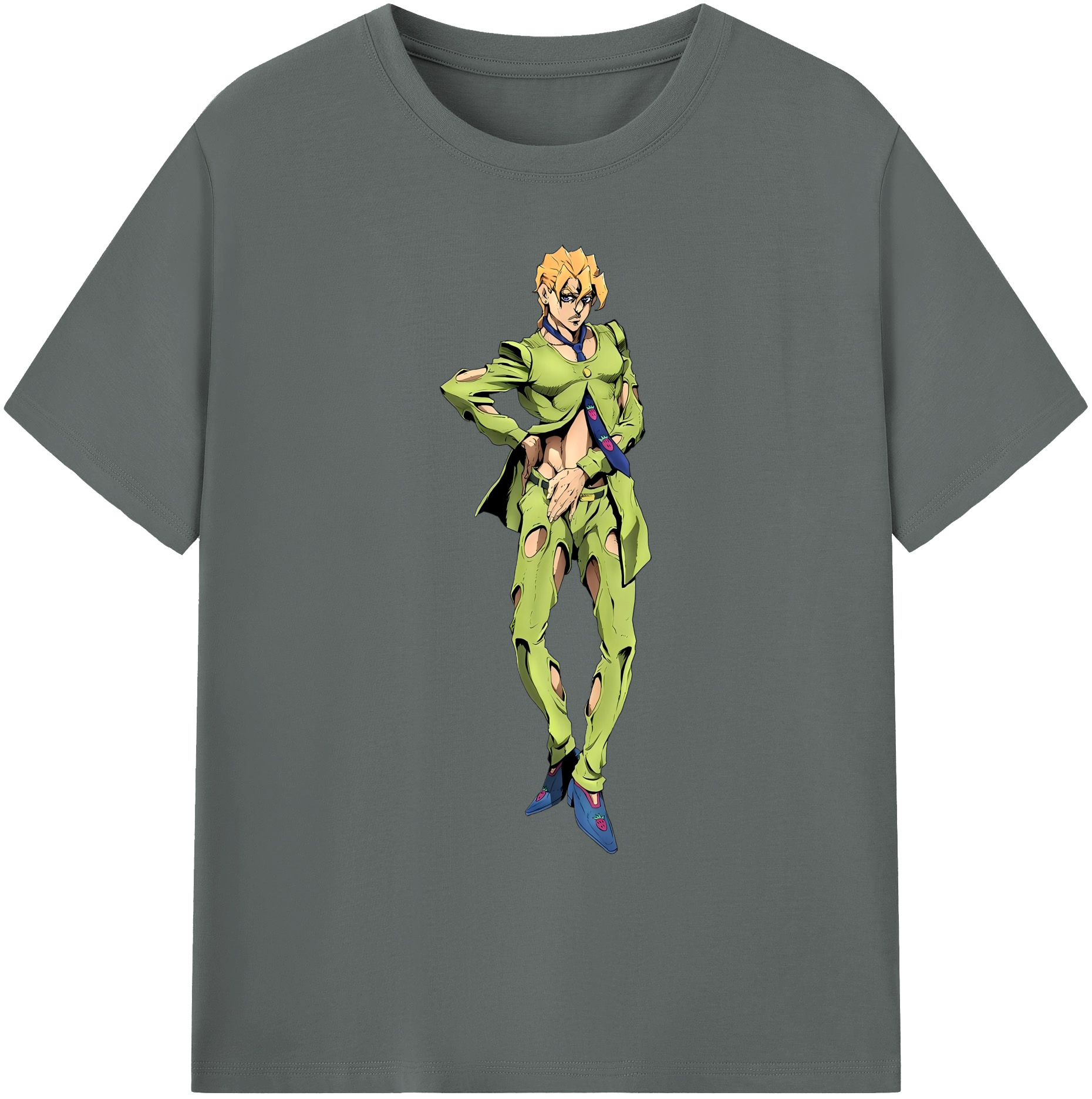 （画像用） ジョジョの奇妙な冒険 パンナコッタ?フー JoJo's Bizarre Adventure Pannacotta Fugo 綿100％ メンズ半袖Tシャツ｜肌触りやわらか＆通気性